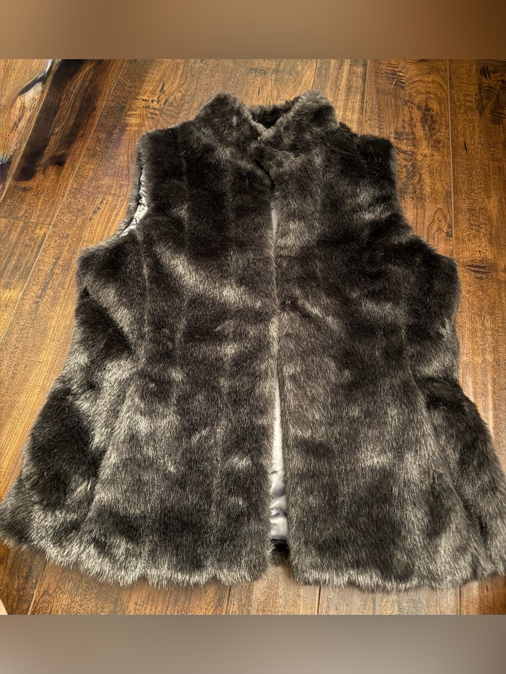 Banana Republic Faux Fur Vest Mock Neck Full Zip Black Medium Plush Soft